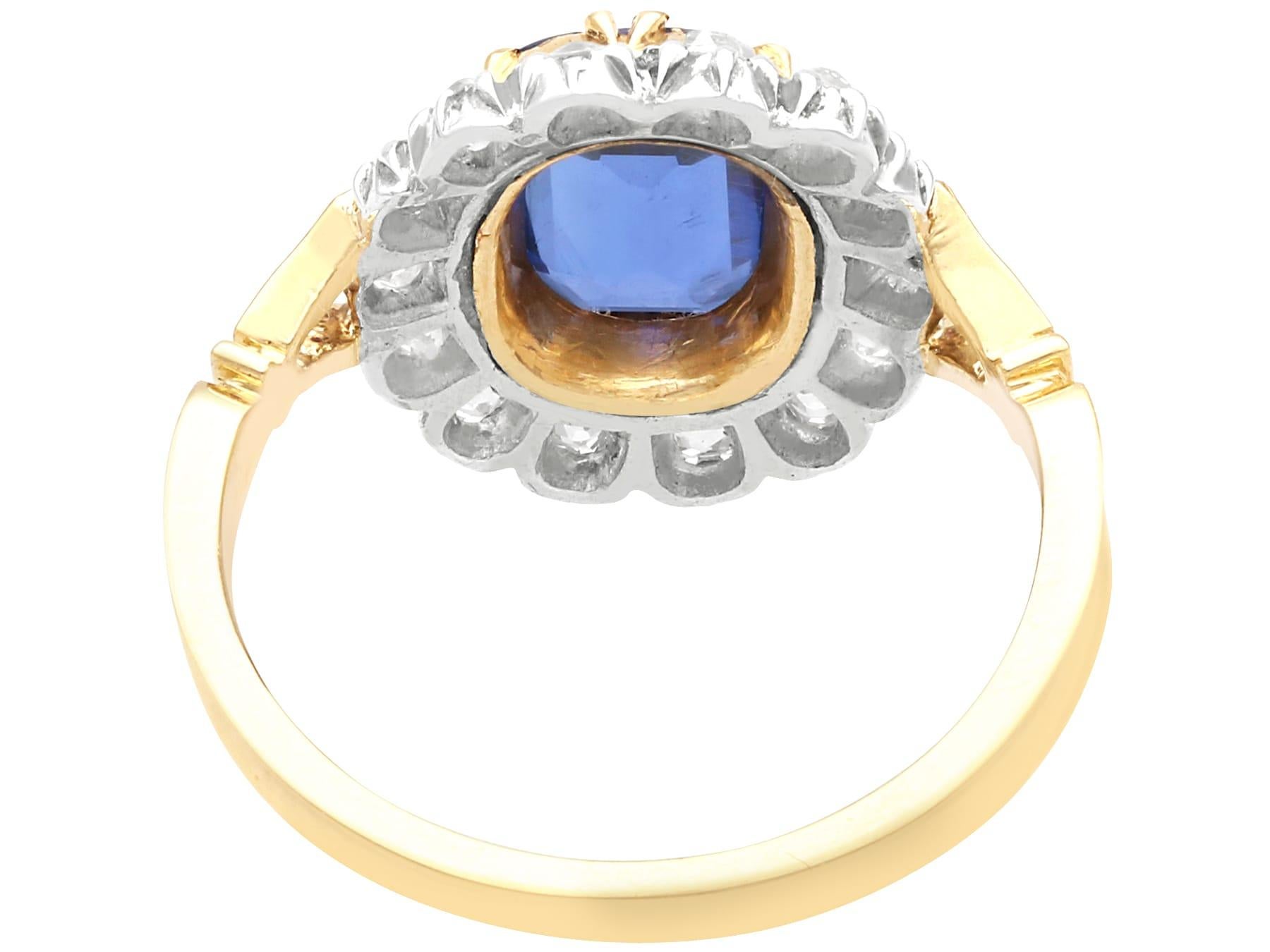 Bague en or jaune 18 carats avec saphir birman de 1,20 carat et diamants de 0,56 carat, c. 1915 Unisexe en vente