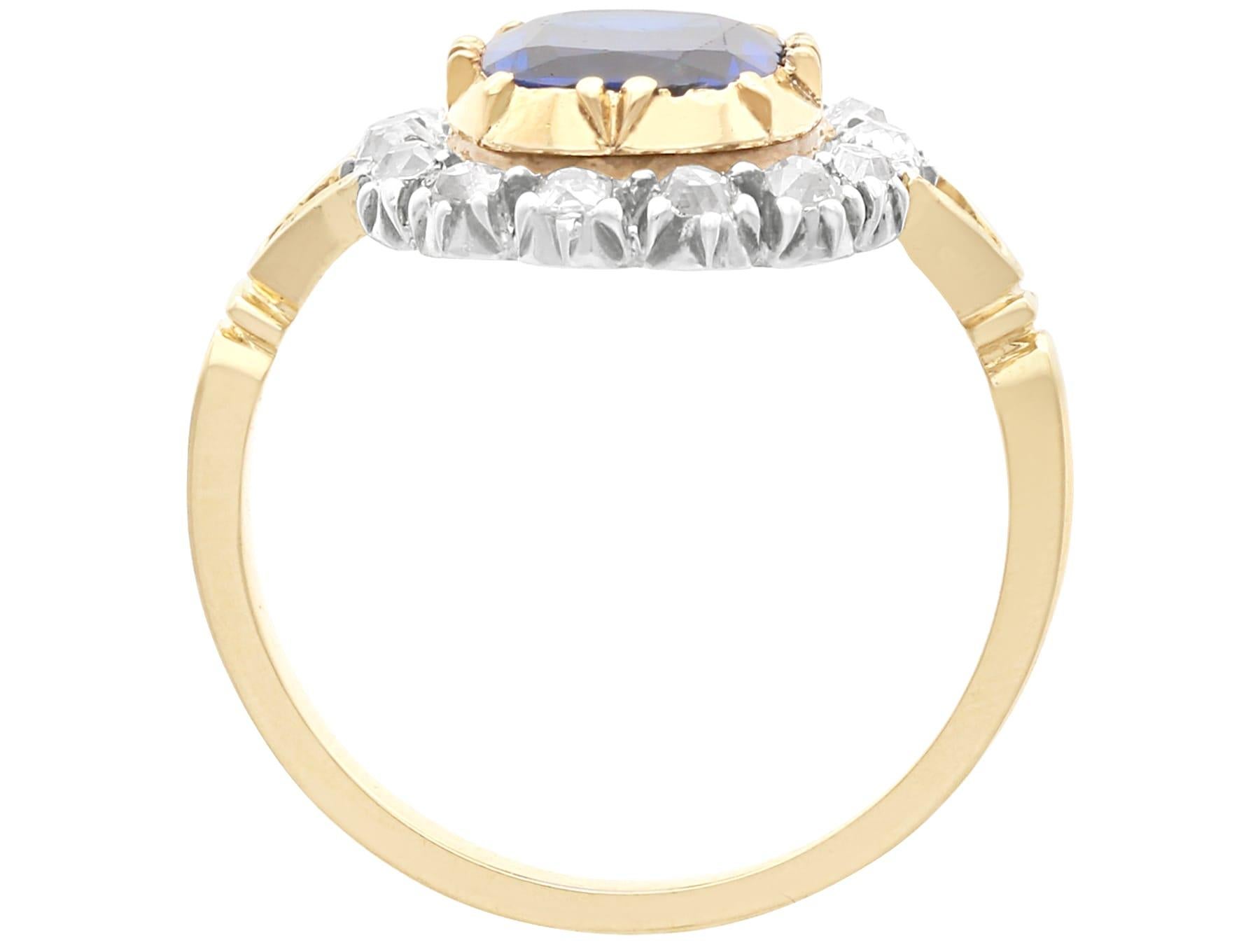 Bague en or jaune 18 carats avec saphir birman de 1,20 carat et diamants de 0,56 carat, c. 1915 en vente 1
