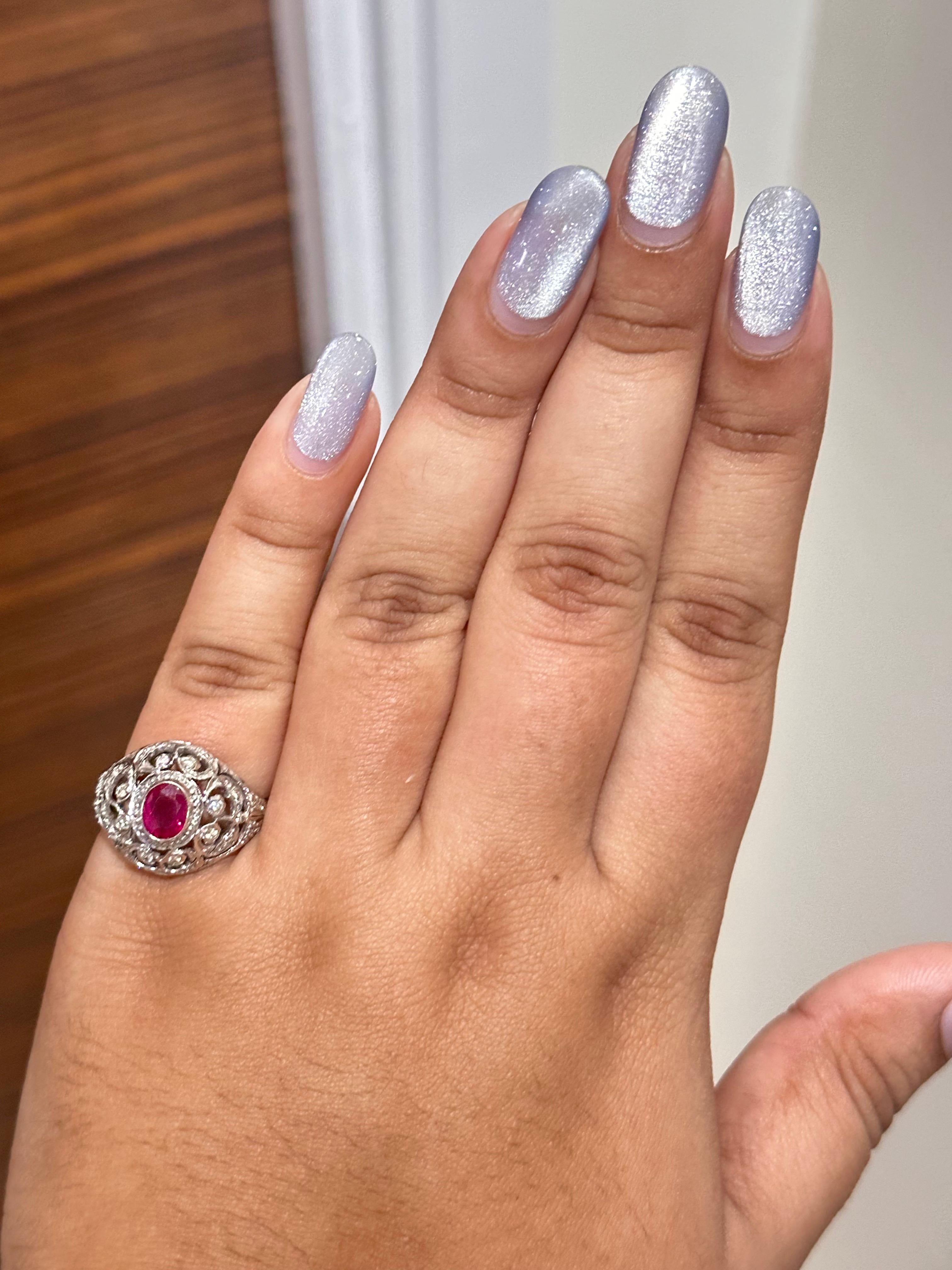 Oval Cut 1.20 Carat Certified Burma Ruby Ring For Sale