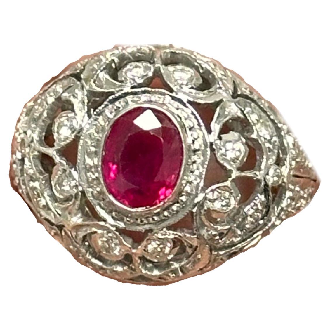 1.20 Carat Certified Burma Ruby Ring For Sale