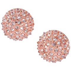 1.20 Carat Champagne Diamond Rose Gold Cluster Earrings