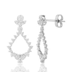 1.20 Carat Diamond 18 Karat White Gold Chandelier Earrings