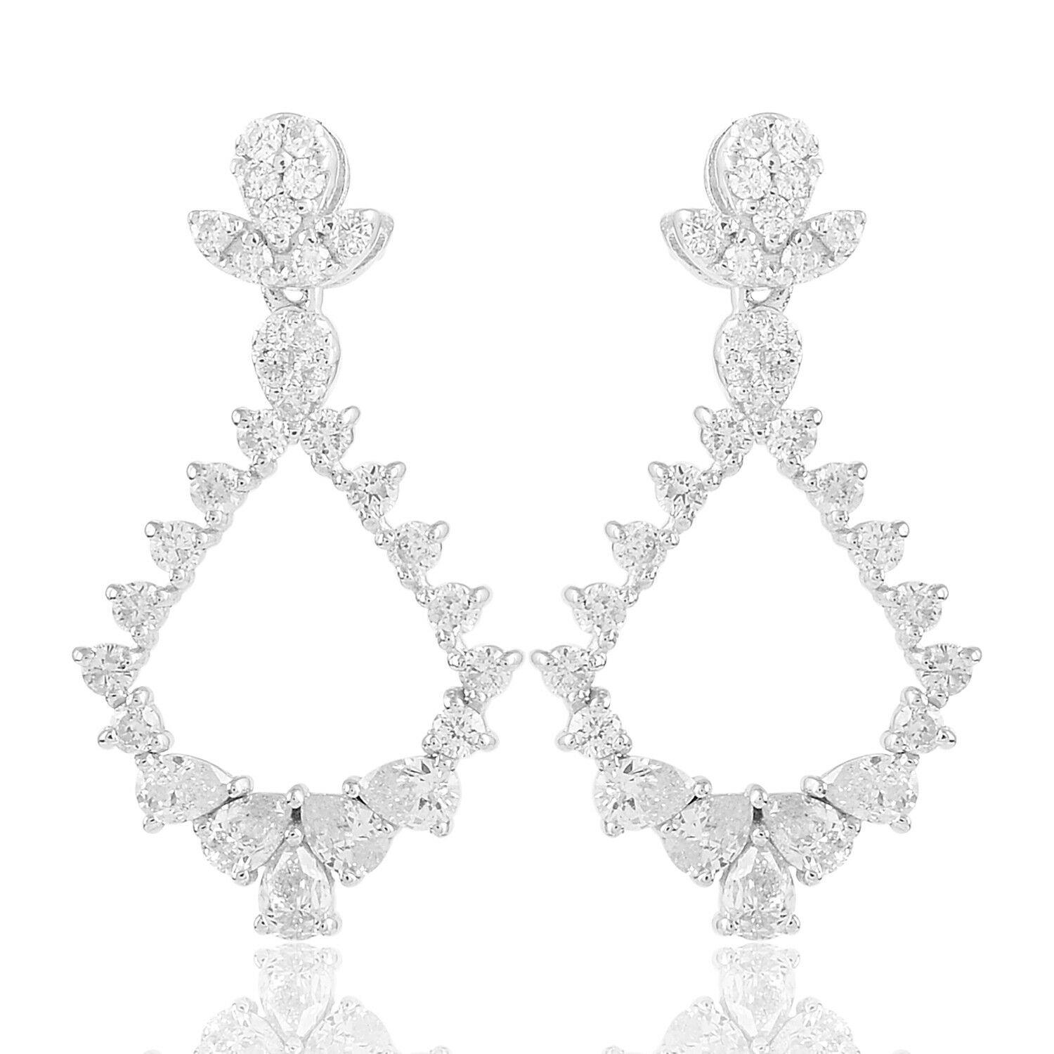 1,20 Karat Diamant 18 Karat Weißgold Kronleuchter-Ohrringe (Moderne) im Angebot