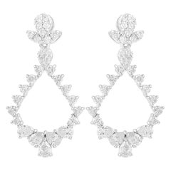 Boucles d'oreilles chandelier en or blanc 18 carats avec diamants de 1,20 carat