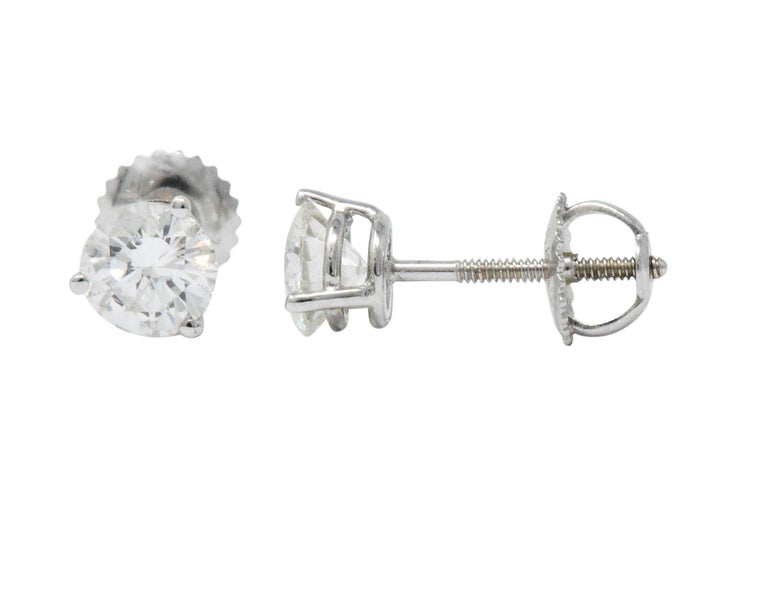 Impressive 1.20 Carats Diamond 18 Karat White Gold Martini Stud