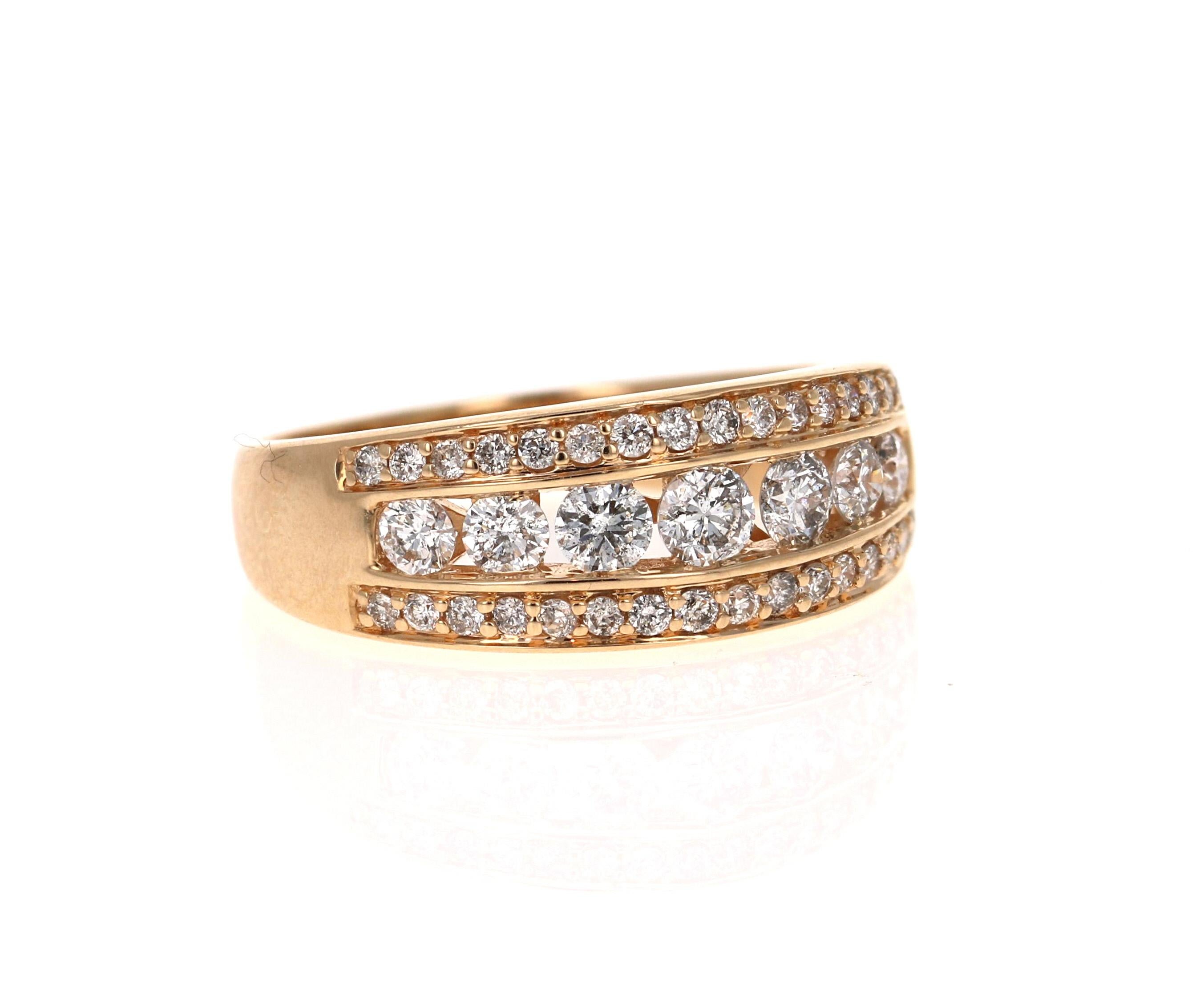 A Simple and Classy Diamond Band that is sure to elevate your jewelry collection! Great as an everyday wear or as a special occasion ring. 
The ring has 39 Round Cut Diamonds that weigh 1.20 Carats 
The setting is beautifully crafted in 14K Yellow