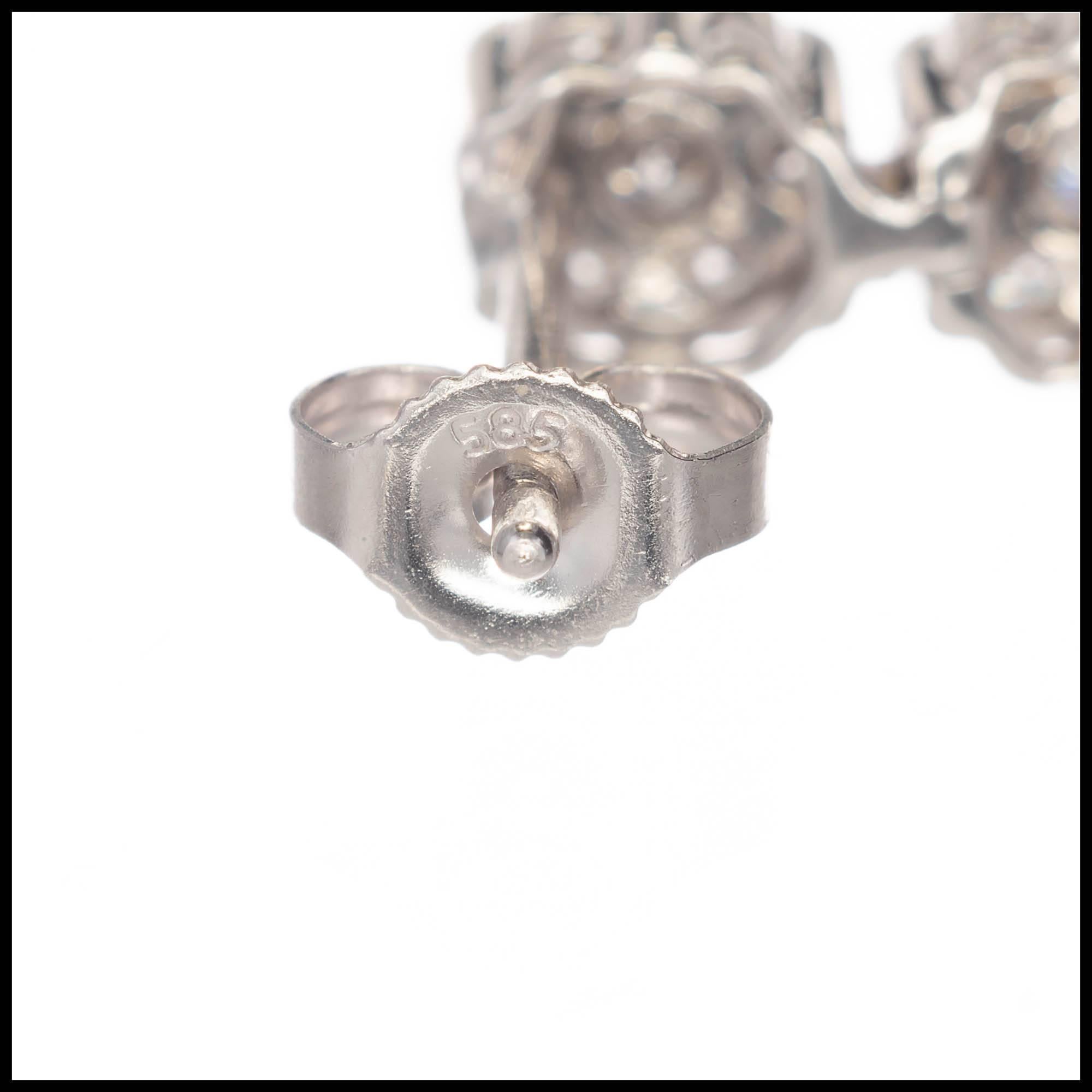 1,20 Karat Diamant-Cluster-Ohrhänger aus Weißgold im Zustand „Gut“ im Angebot in Stamford, CT