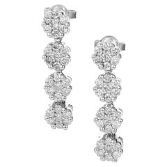 Pendientes Colgantes de Oro Blanco con Racimo de Diamantes de 1,20 Quilates