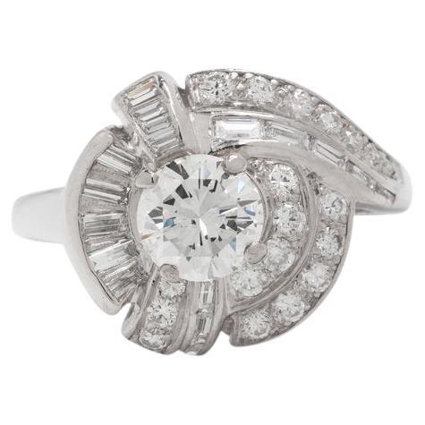 1.20 Carat Diamond Halo Platinum Engagement Cocktail Ring