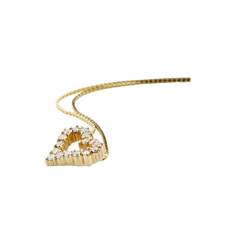 1.20 Carat Diamond Heart 14k Yellow Gold Pendant Necklace In Good Condition For Sale In Sherman Oaks, CA