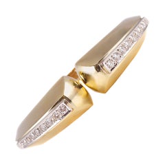 Bracelet manchette à charnières en or 14 carats et diamants de 1,20 carat