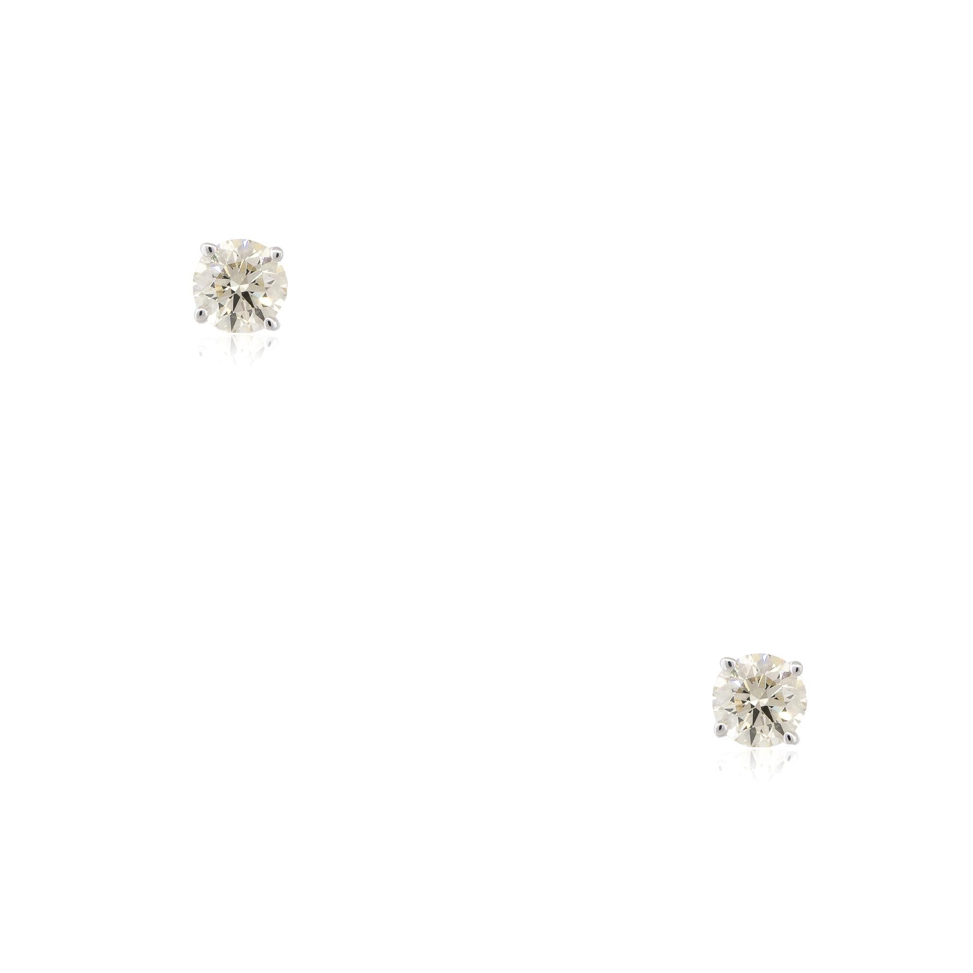 14k White Gold 1.20ctw Diamond Stud Earrings

Material: 14k White Gold
Diamond Details: Main Diamonds are approximately 1.20ctw of Round Brilliant Diamonds. Diamonds are approximately K/L in Color and VS in Clarity
Earring Backs: Friction