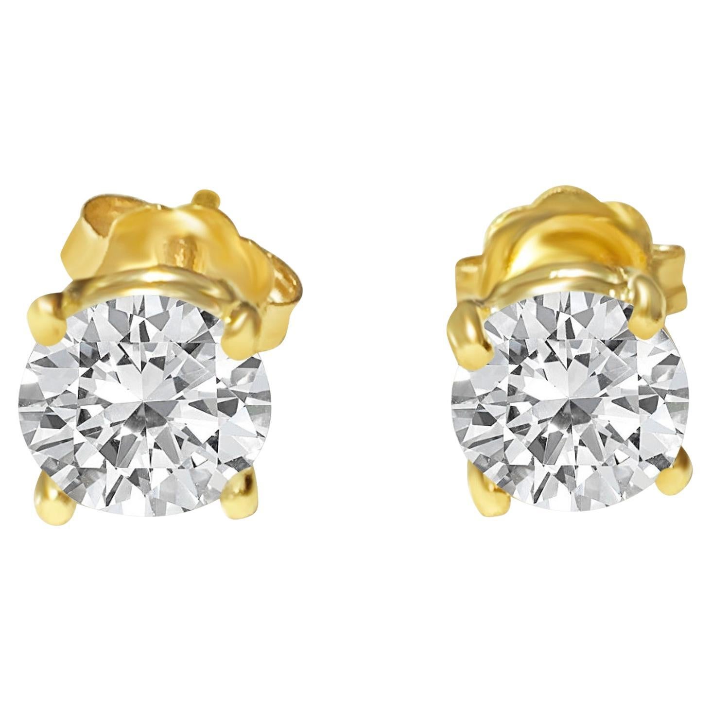 1.20 Carat Diamond Studs in 14kt Yellow Gold Custom Piece