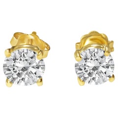 Borchie con diamante da 1,20 carati in oro giallo 14 carati Pezzo personalizzato