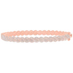 Bracelet jonc torsadé en or rose 14 carats avec diamants de 1,20 carat