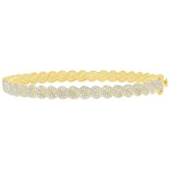 Bracelet jonc torsadé en or jaune 14 carats avec diamants de 1,20 carat