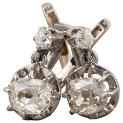 1.20 Carat Diamonds Antique French Earrings 1.20 Carat Diamonds Antique French Earrings