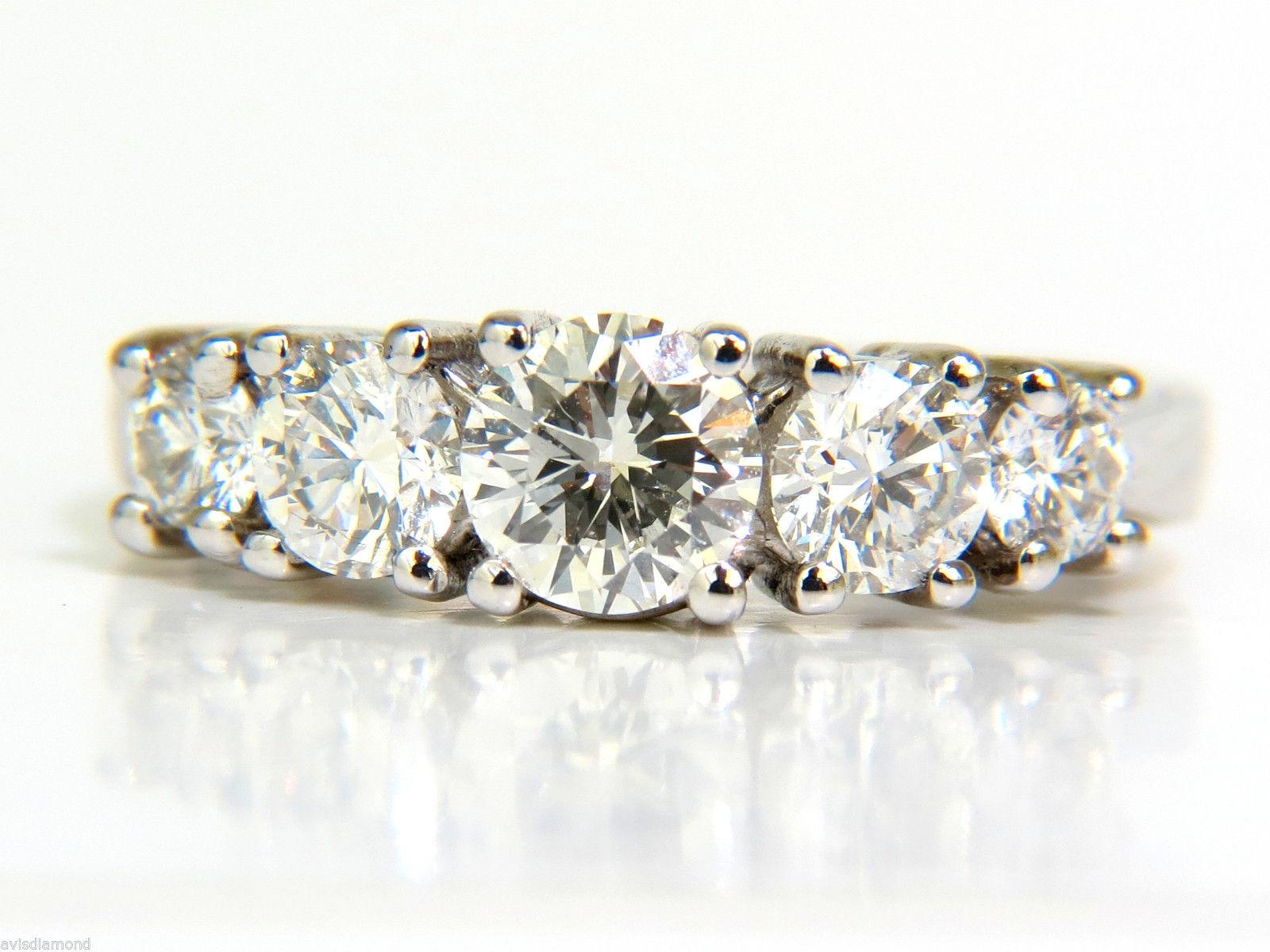Bague à cinq pierres en or 14 carats avec diamants de 1,20 carat H/VS Unisexe en vente