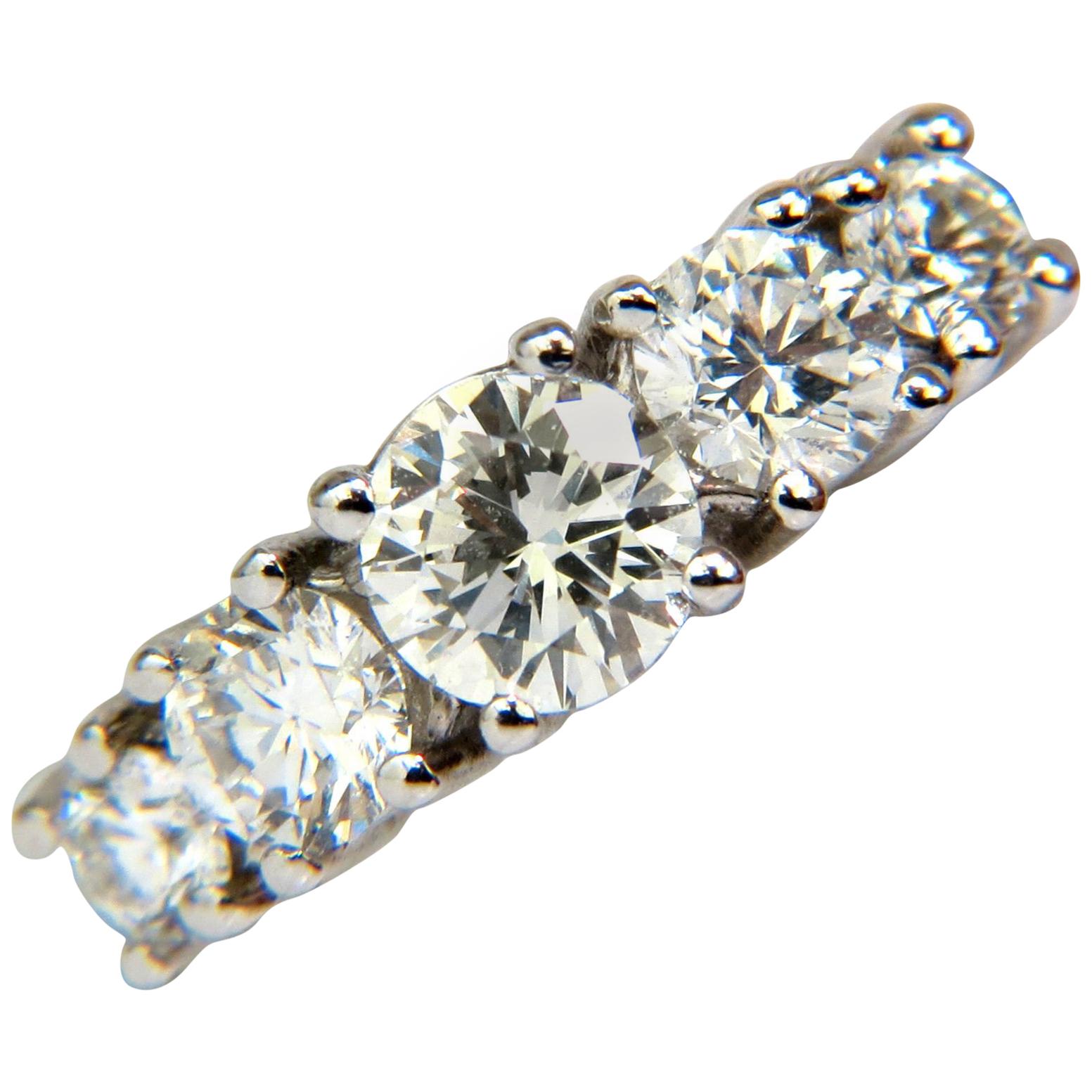 1.20 Carat Diamonds Band Five-Stone Ring 14 Karat H/VS For Sale