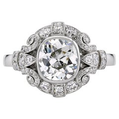 Antique Handcrafted Tiffany Cushion Cut Diamond Ring in Platinum by Single Stone