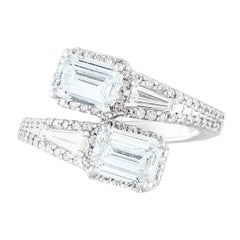 1.20 Carat Emerald Cut Diamond Toi et Moi Ring 14K White Gold