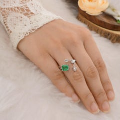1.20 Carat Emerald Diamond 14 Karat Gold Open Ring