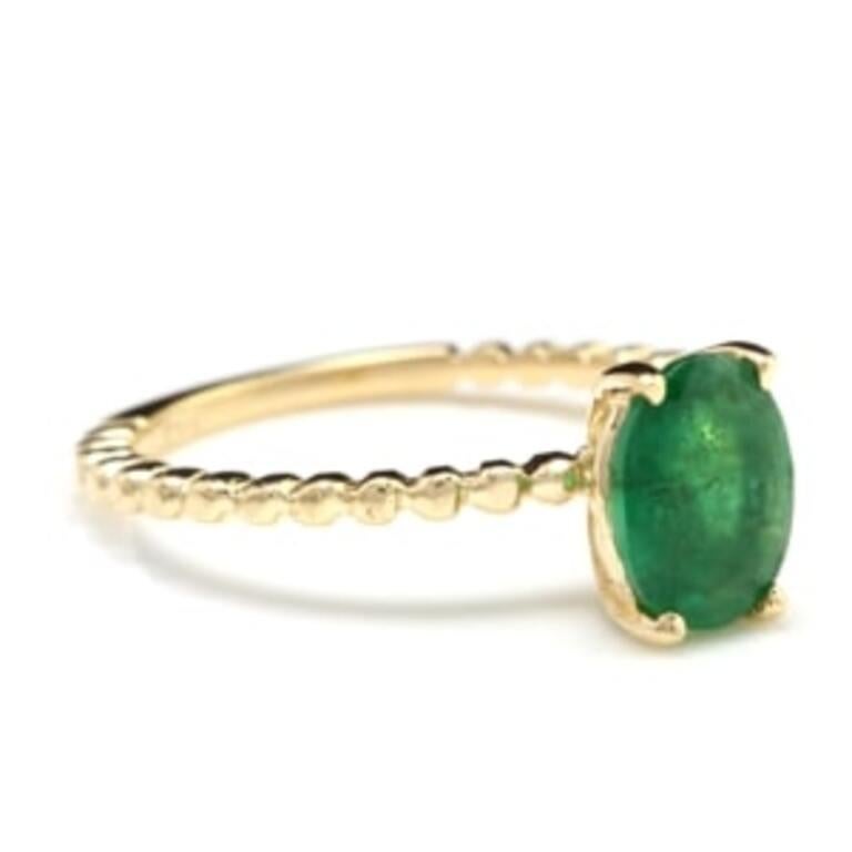 1.20 Carats Exquisite Natural Emerald 14K Solid Yellow Gold Ring

Total Natural Emerald Weight is: Approx. 1.20 Carats

Emerald Measures: Approx. 8.00 x 6.00mm

Emerald Treatment: Oil

Ring size: 7 (we offer free re-sizing upon request)

Ring total