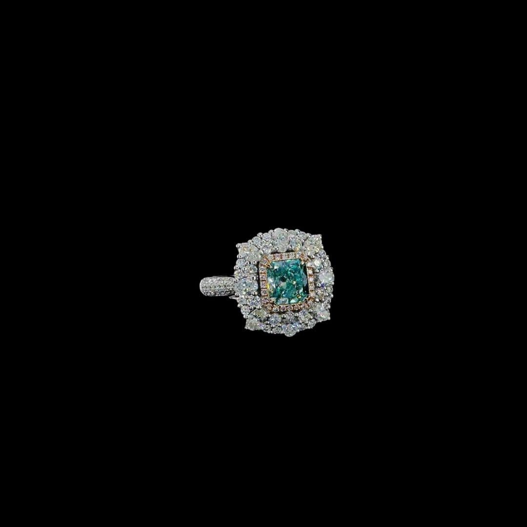 1.20 Carat Faint Green Diamond Ring & Pendant Convertible GIA Certified For Sale 1