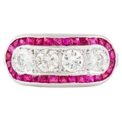 1.20 Carat Four Stone Diamond Ring with Rubies