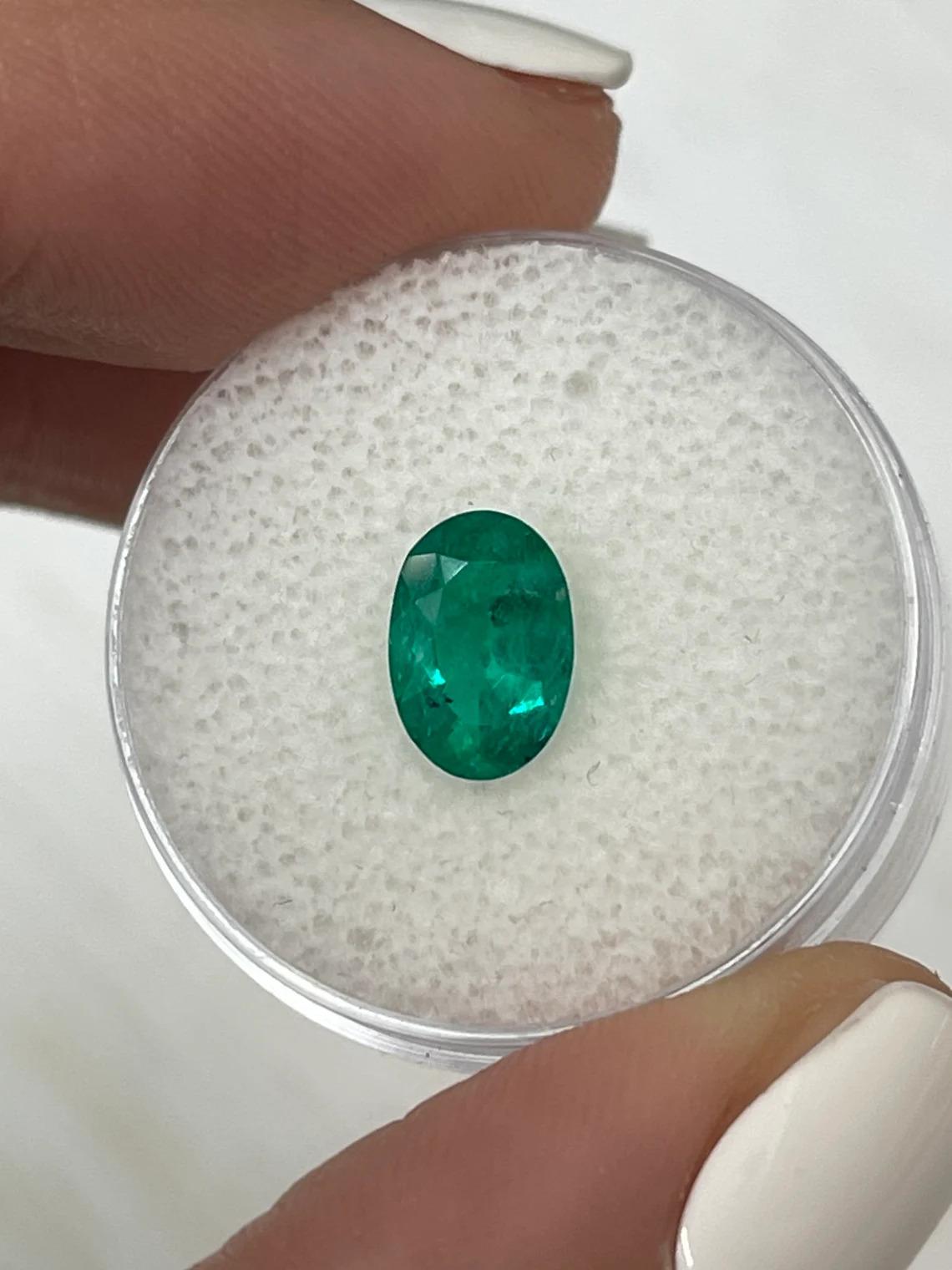 Modern 1.20 Carat GIA 9x6 Dark Green Colombian Emerald - Oval Cut  May Birthstone For Sale