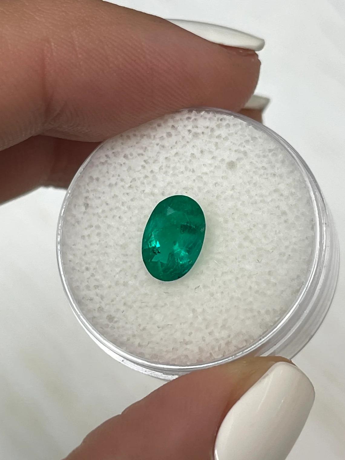 1.20 Carat GIA 9x6 Dark Green Colombian Emerald - Oval Cut  May Birthstone In New Condition For Sale In Jupiter, FL
