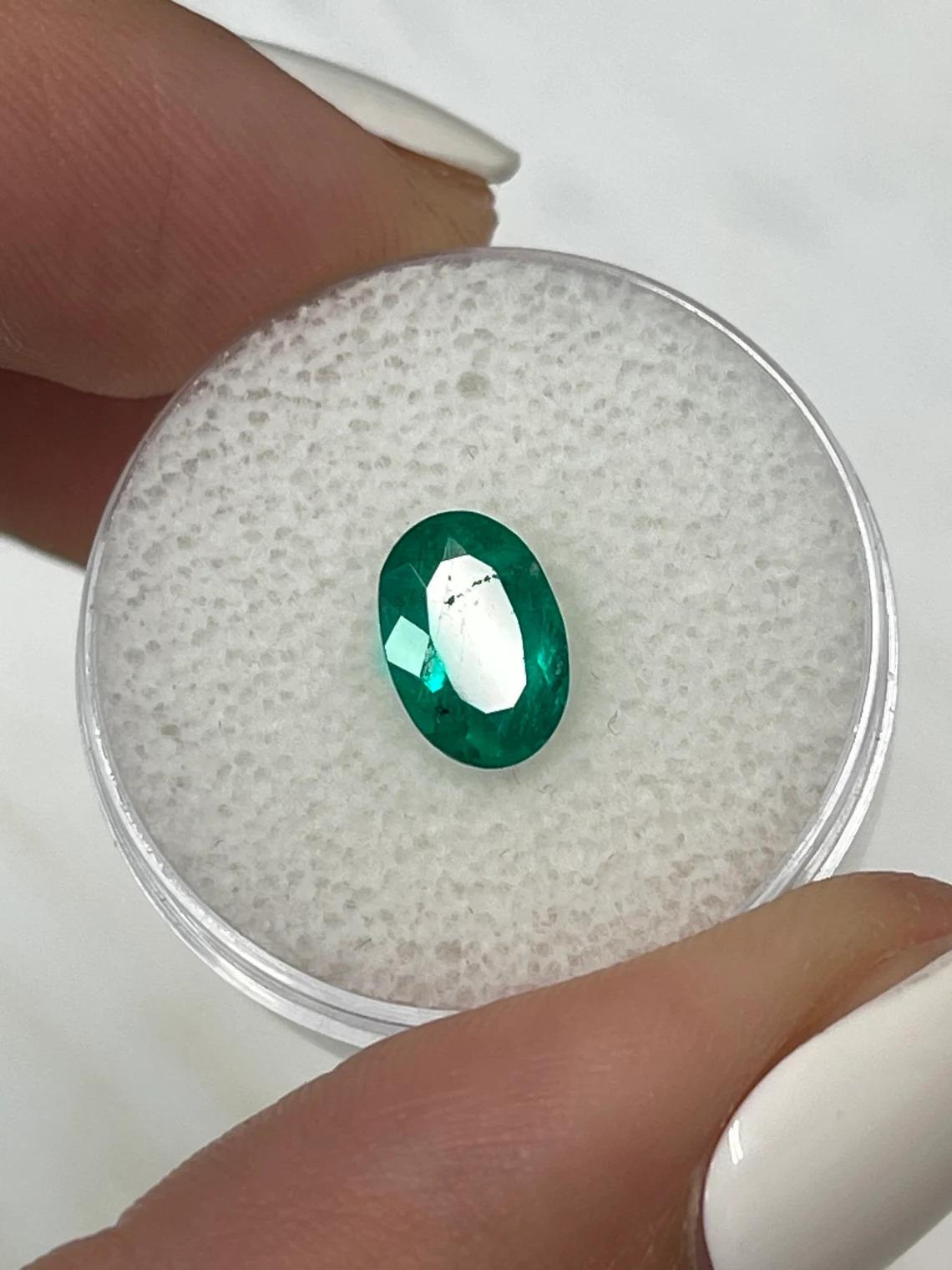 Women's 1.20 Carat GIA 9x6 Dark Green Colombian Emerald - Oval Cut  May Birthstone For Sale