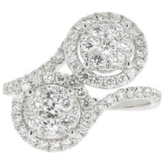 1.20 Carat GVS Forever Ring 18 Karat White Gold 78 Round Diamonds Cocktail Ring
