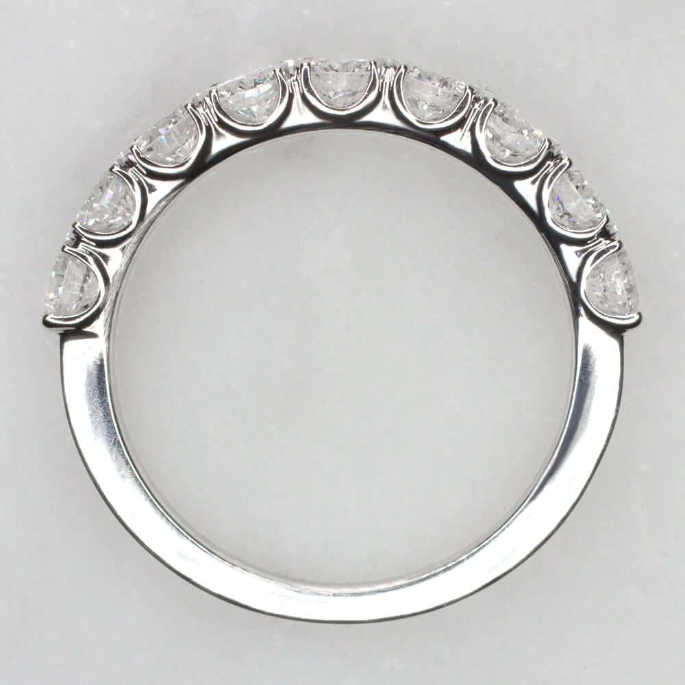 Taille ronde Alliance d'éternité en or blanc avec diamant F-G VS de 1,20 carat, idéale pour une demi-bague en vente