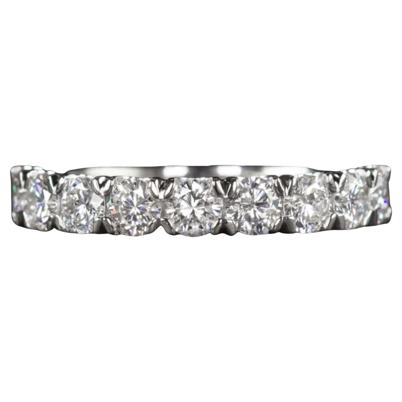 1.20 Carat Ideal F-G VS Diamond Half Eternity Wedding Band White Gold Ring For Sale