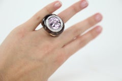 12.0 Carat Kunzite Smoky Quartz Diamond Gold Statement Ring Estate Fine Jewelry