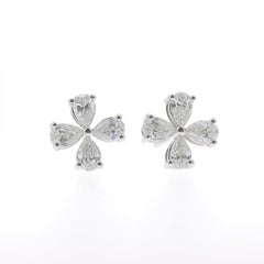 Boucles d'oreilles en or 18 carats avec diamants Lucky Clover de 1,20 carat, boucles d'oreilles fantaisie