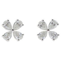 Boucles d'oreilles en or 18 carats avec diamants Lucky Clover de 1,20 carat, boucles d'oreilles fantaisie