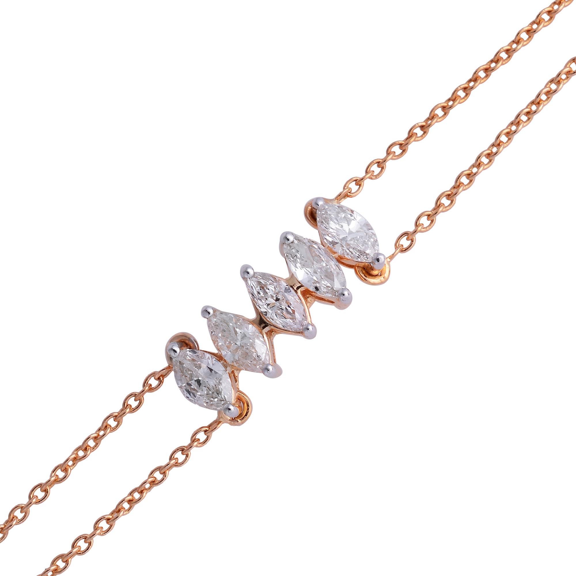 1,20 Karat Marquise-Diamant-Kette-Armband aus 18 Karat Roségold Handgefertigt (Moderne) im Angebot