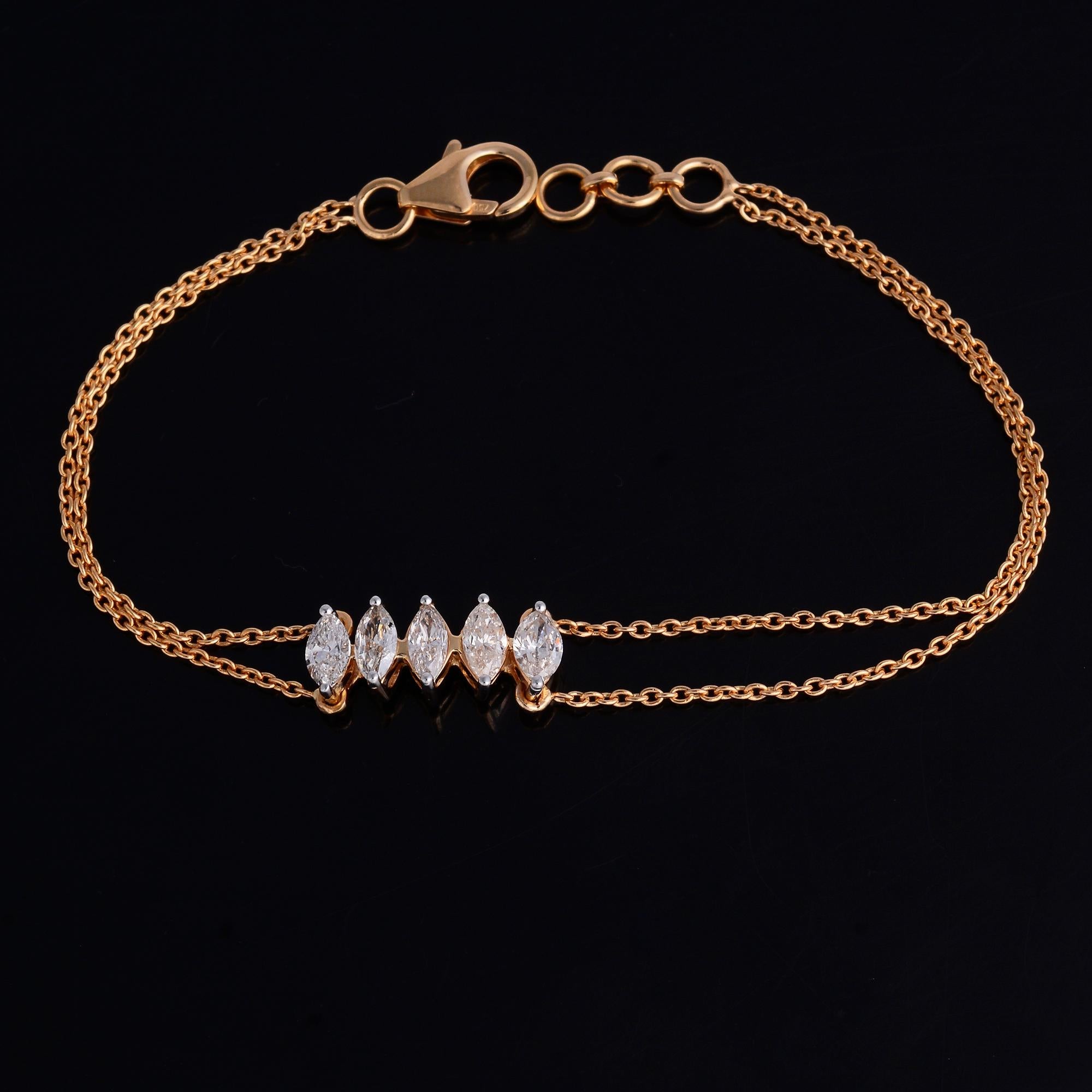 1,20 Karat Marquise-Diamant-Kette-Armband aus 18 Karat Roségold Handgefertigt Damen im Angebot