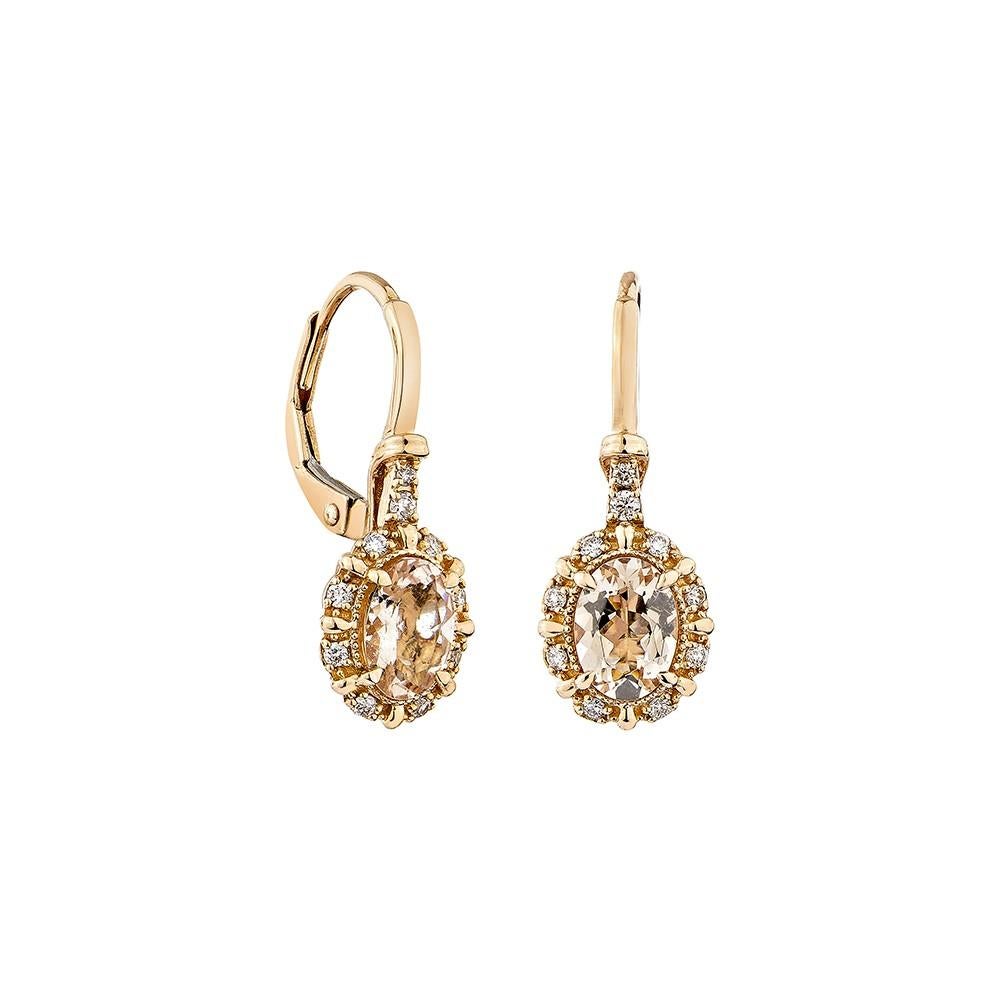 This collection includes a range of Morganite, which is a symbol of love and relationships, making it an excellent choice for a variety of applications. Accented with White Diamonds these Earrings are made in Rose Gold and present a classic yet