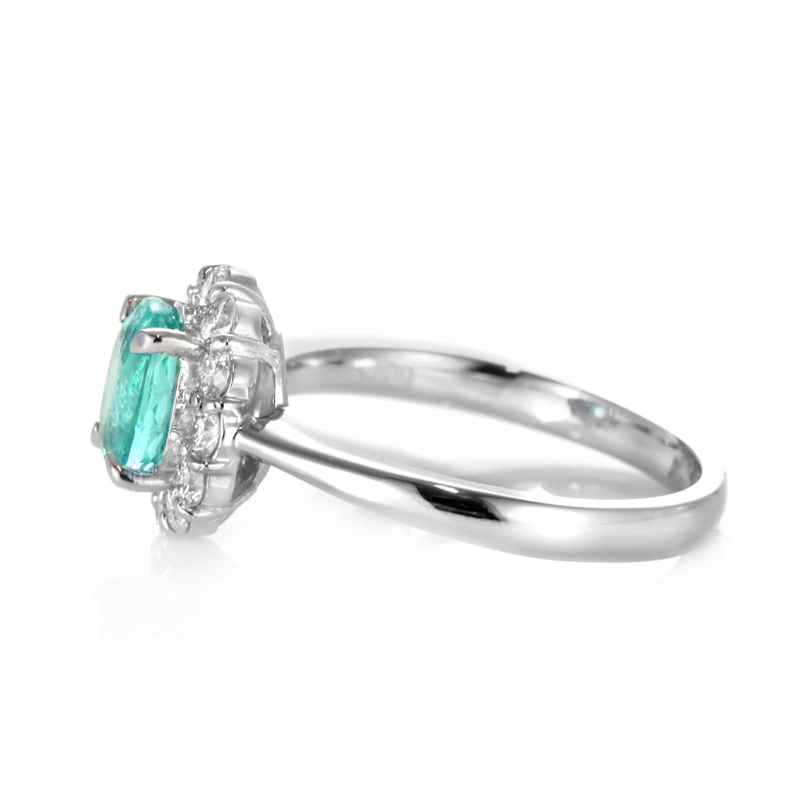 1.20 Carat Mozambican Paraiba Tourmaline & Diamond Cocktail Ring Set in Platinum 5