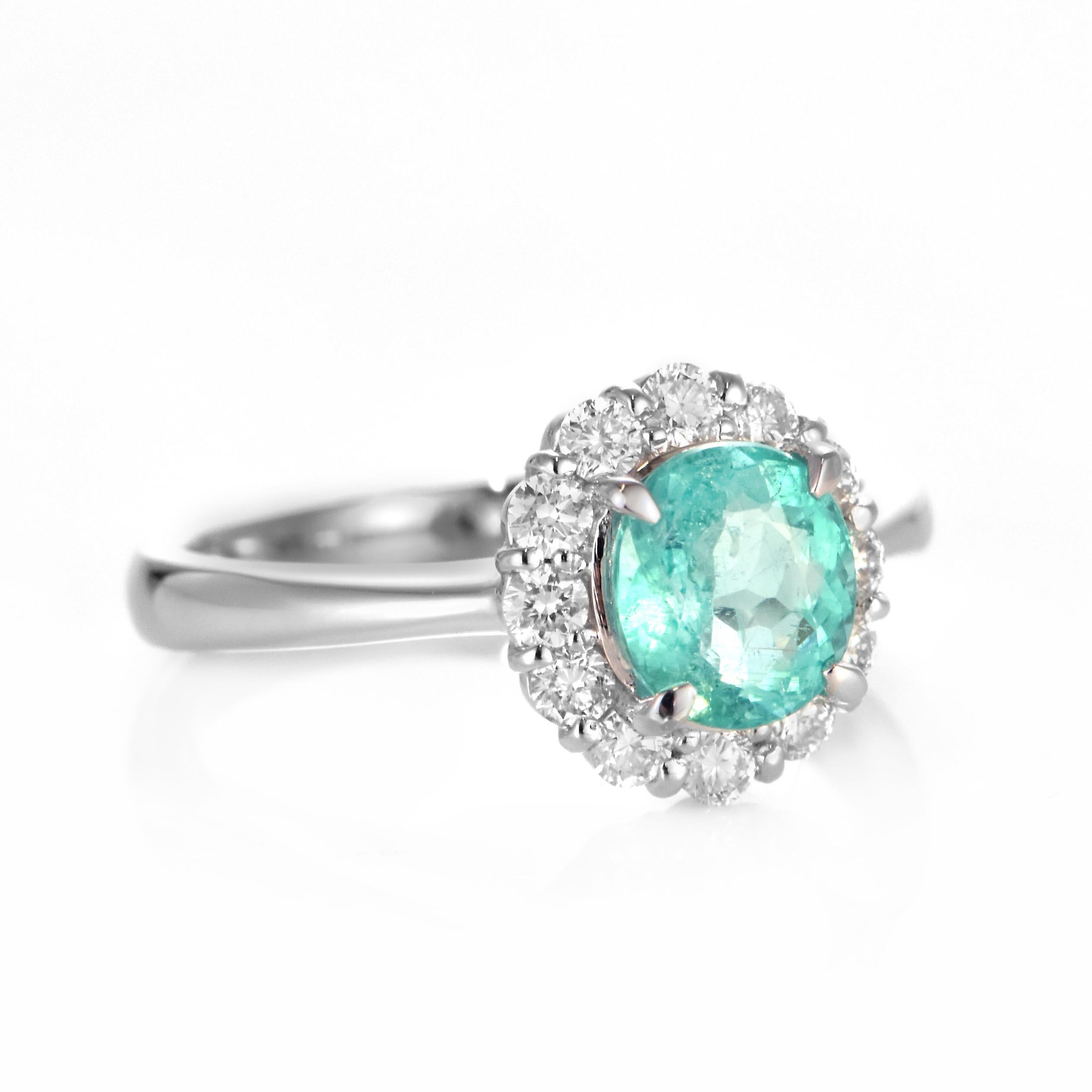 Oval Cut 1.20 Carat Mozambican Paraiba Tourmaline & Diamond Cocktail Ring Set in Platinum