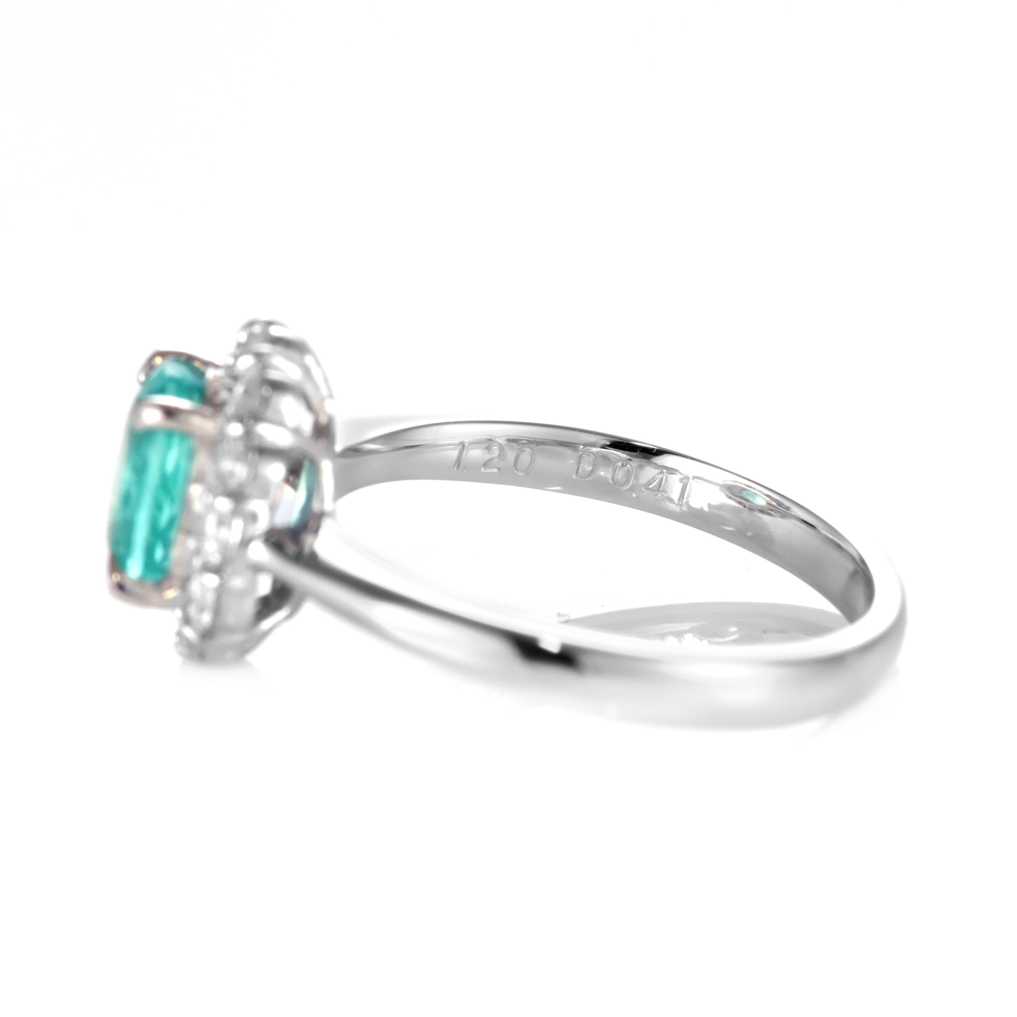 1.20 Carat Mozambican Paraiba Tourmaline & Diamond Cocktail Ring Set in Platinum 1