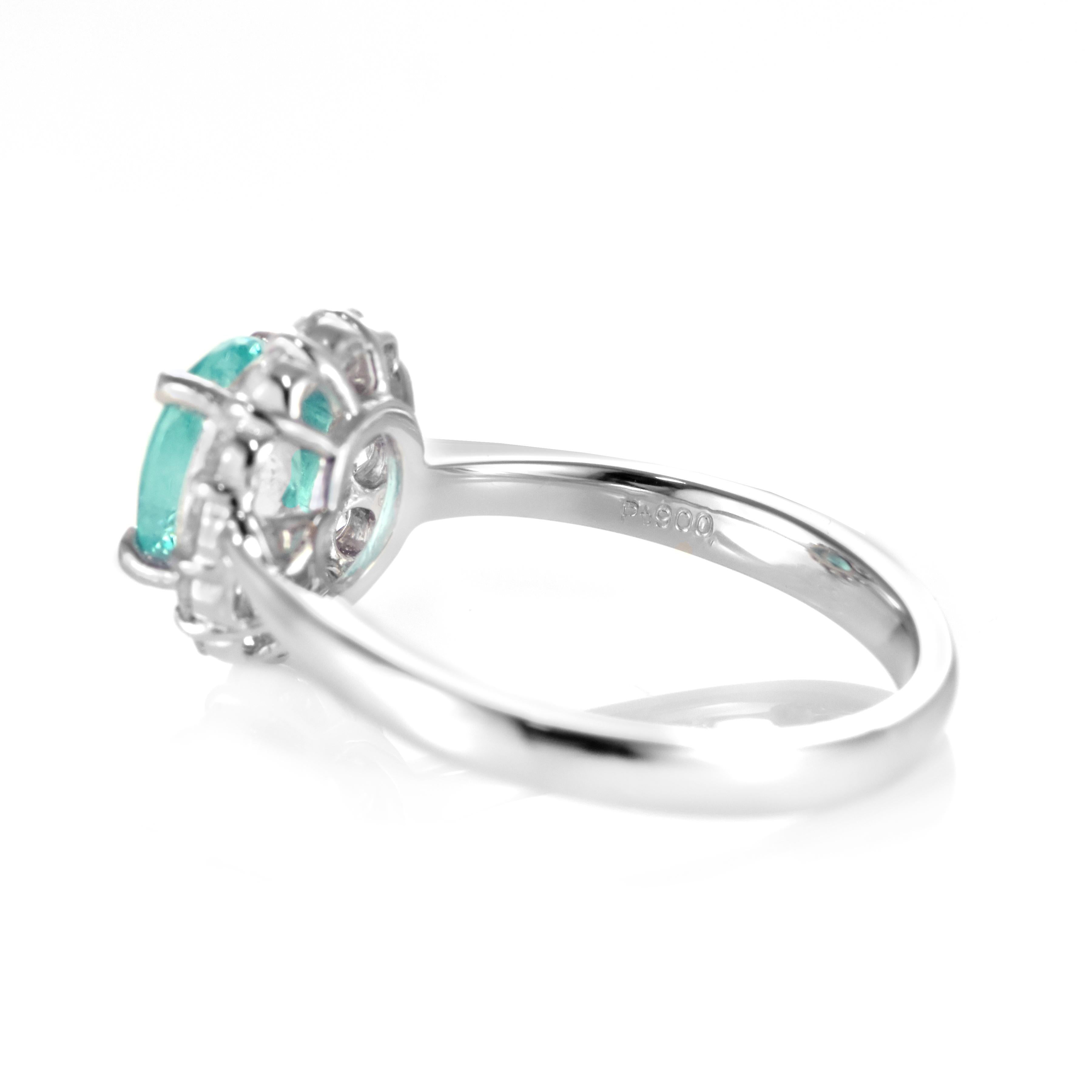 1.20 Carat Mozambican Paraiba Tourmaline & Diamond Cocktail Ring Set in Platinum 2