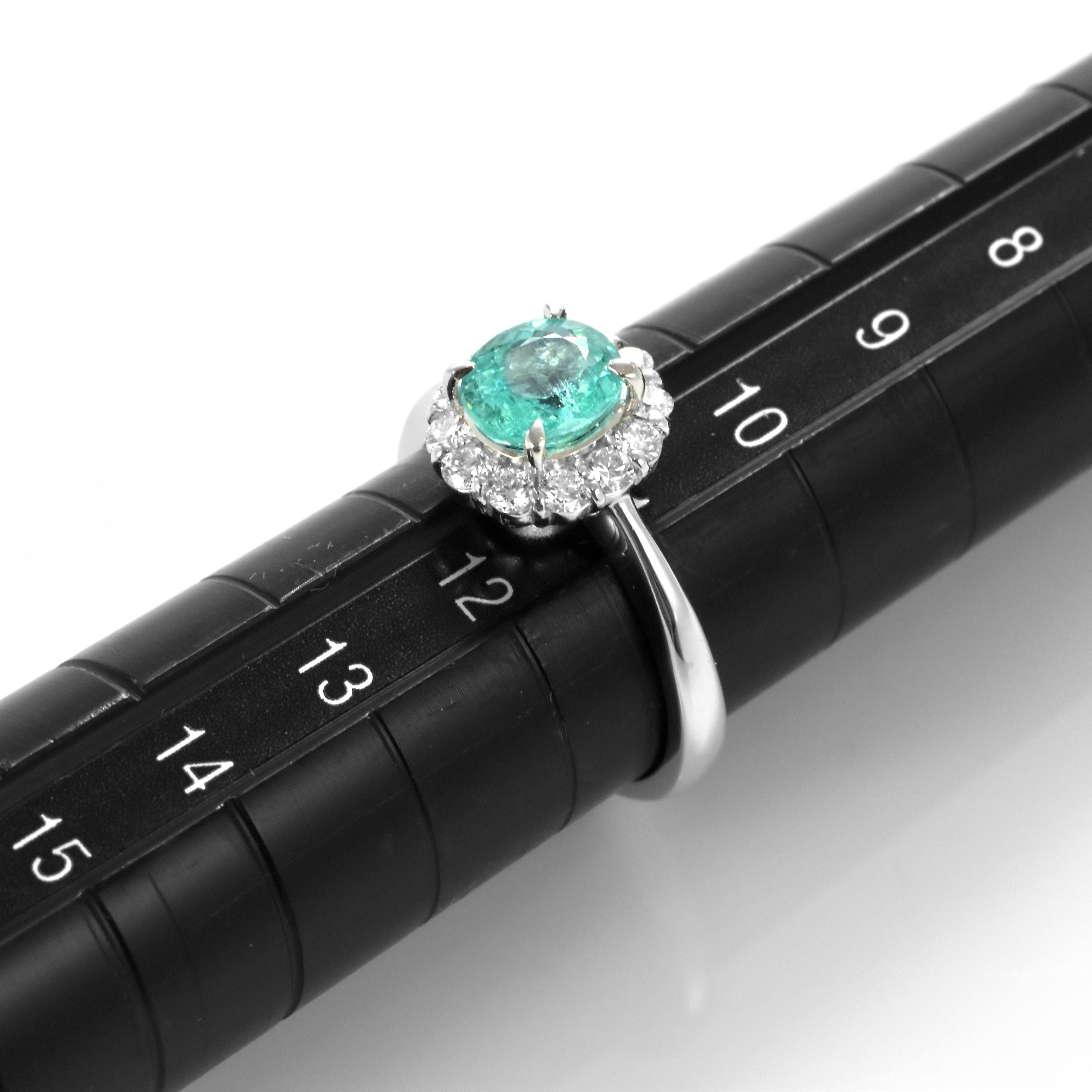 1.20 Carat Mozambican Paraiba Tourmaline & Diamond Cocktail Ring Set in Platinum 3