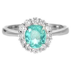 Anello da cocktail con tormalina Paraiba del Mozambico e diamanti da 1,20 carati in platino