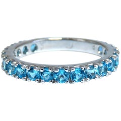 1.20 Carat Natural Aquamarines 3/4 Round Band 14 Karat