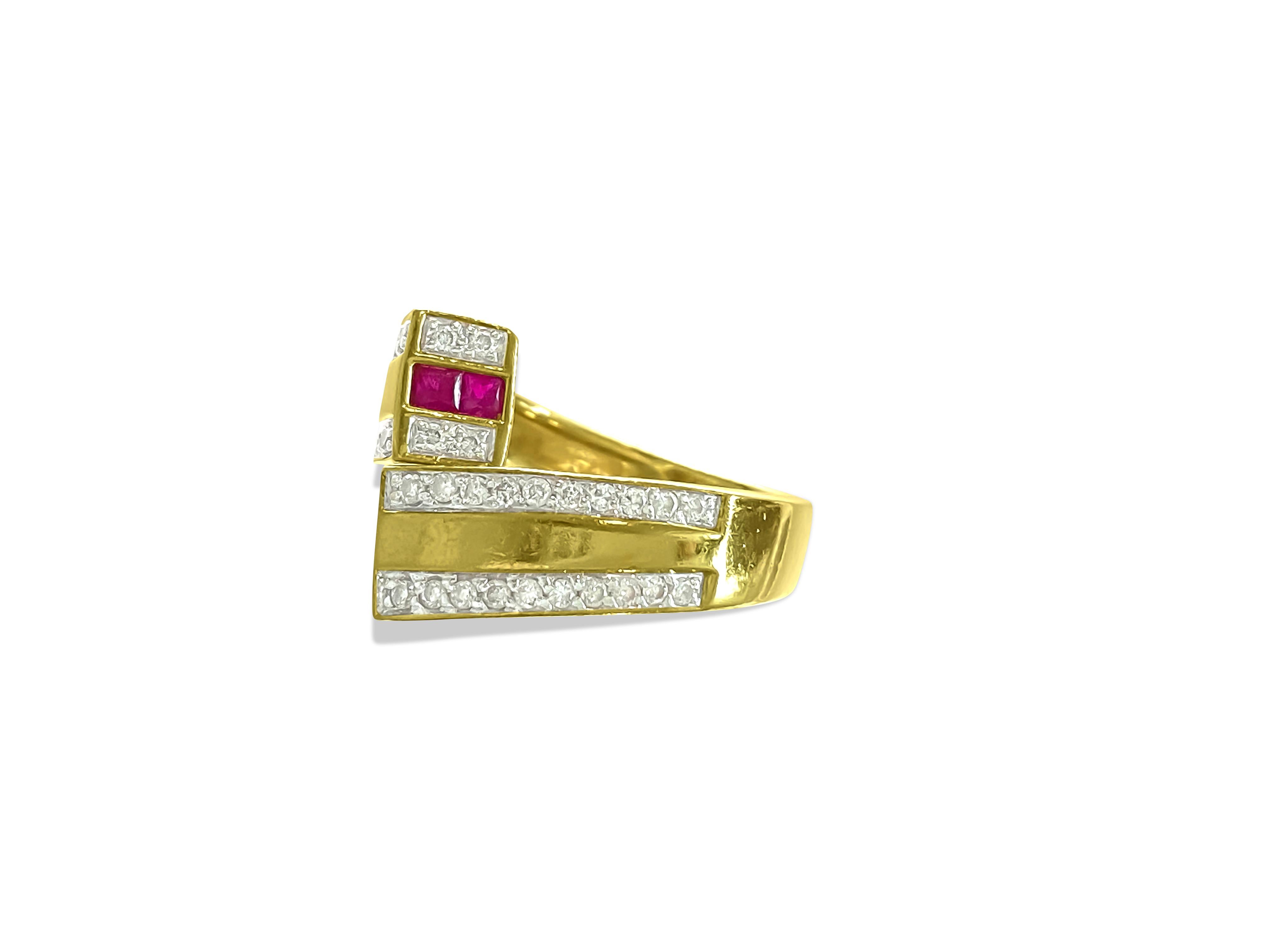 Contemporary 1.20 Carat Natural Burma Ruby Diamond Modern Ring For Sale