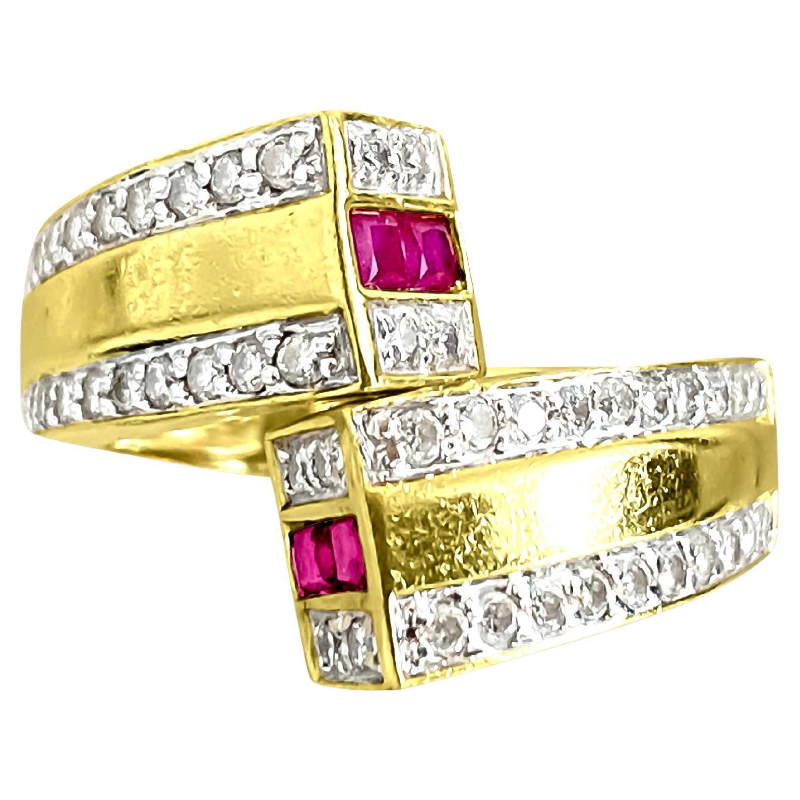 1.20 Carat Natural Burma Ruby Diamond Modern Ring For Sale